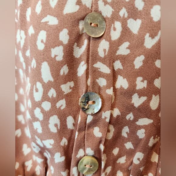 New Boho Maxi Dress Elastic Waist Pink Side Slit Belted Waist Women's XL - Picture 6 of 10